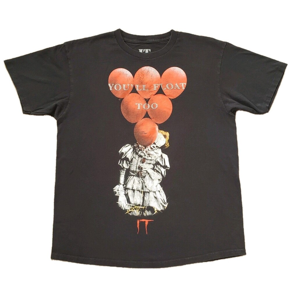 IT The Movie You'll Float Too Size Large Mens Black Horror T-Shirt Pennywise